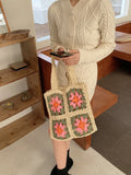 Kylethomasw Casual Crochet Flower Women Shoulder Bags Hollow Paper Woven Lady Handbags Handmade Summer Beach Straw Bag Small Tote Purses