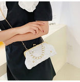 Retro Flower Pearl Chain Shell Bag Hand Clasp Women's Luxury Party Bag 2022 New Trend Evening Bag Z391
