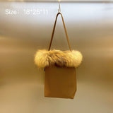 Kylethomasw High Quality PU Leather Women's Bucket Bag Design Plush Ladies Handbag Winter New Evening Bag Party Wedding Clutches New