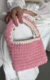 Kylethomasw Casual Panelled Knitted Women Handbags Crochet Lady Hand Bags Small Tote Female Purses Cute Handmade Woven Lady Bag Winter