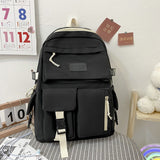 Kylethomasw Large Capacity Canvas Black Backpack Light Simple Travel Bag Canvas Backpack Student School Bag Canvas Student Zipper Backpack