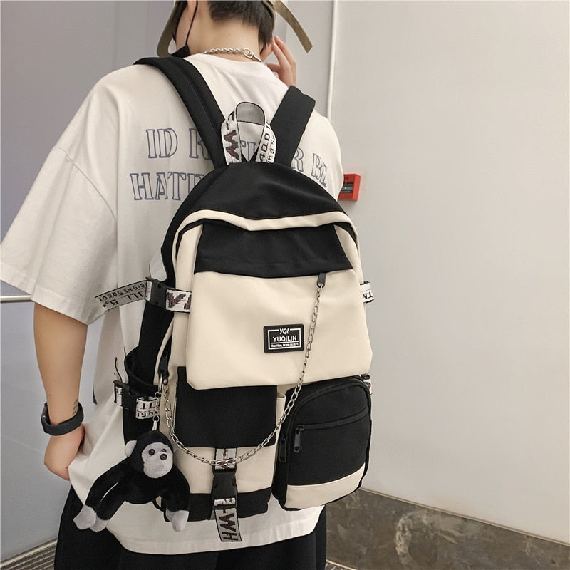 Kylethomasw Korean schoolbag female student backpack large capacity fashion boy backpack computer bag femal school backpack  school bags