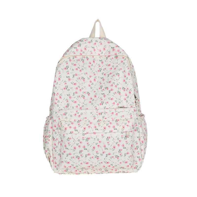 Kylethomasw New Women's Fashion Flower Backpack Waterproof Nylon Backpack Youth High Capacity Student Schoolbag Travel Bag