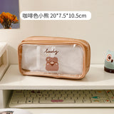 Kylethomasw Cute Pencil Bag Transparent PVC Student Cartoon Pencil Case Large Capacity Kawaii Bag Korean Stationery