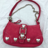 Xiuya Harajuku Vintage Female Shoulder Bag 2022  Rose Red Heart Japanese Goth Lolita Bag Female Handbags Mobile Phone Pouch Purse