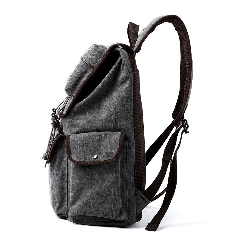 Kylethomasw Vintage Backpack Men's Retro Canvas Bag Simple Casual Travel Bag Fashionable Mens Bag Student Schoolbag 15inch Laptop Backpack
