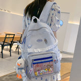 Lady Cute Transparent College Backpack Female Badge Laptop Student Bag Girl Travel Book Backpack Fashion Women Kawaii School Bag