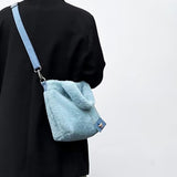 Kylethomasw Small Faux Fur Women's Tote Bag Winter Warm Furry Plush Handbag Female Chain Shoulder Crossbody Bag Soft Shopper Purse