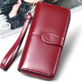 Kylethomasw Hot selling women wallet korean American  style oil wax wallets zipper note clip women card package mobile phone women clutch