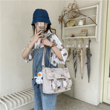 Kylethomasw Japanese Preppy Style School Bags For Teenage Girls Transparent Pockets Itabag Satchels Big Nylon Bag Messenger Crossbody Bags