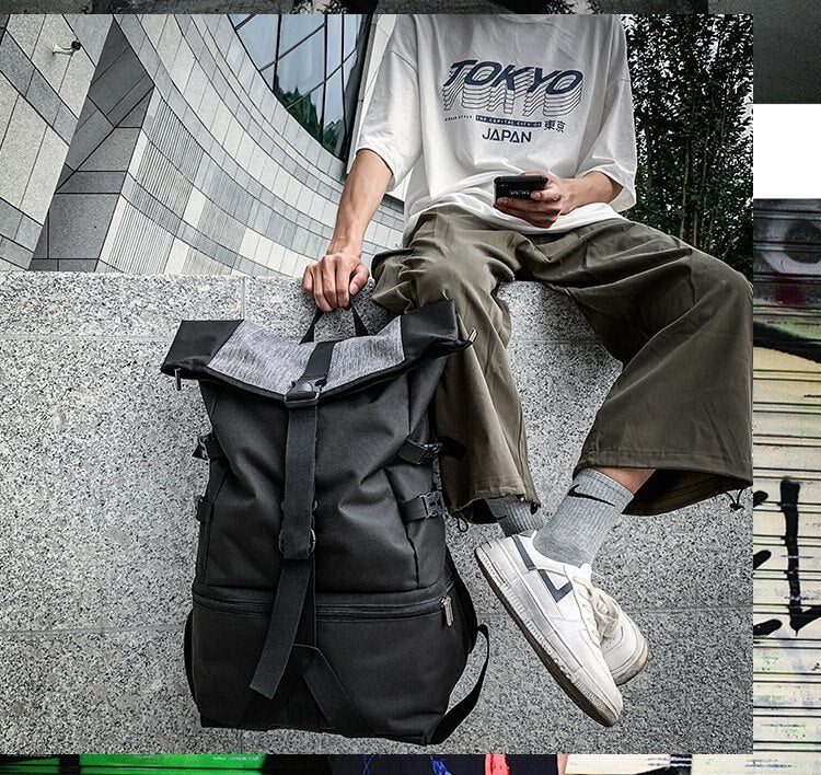 Kylethomasw Men's Backpack Fashion Nylon Backpack School Bag Men's Travel Bags Large Capacity Backpack Laptop Backpack Bag High Qualit