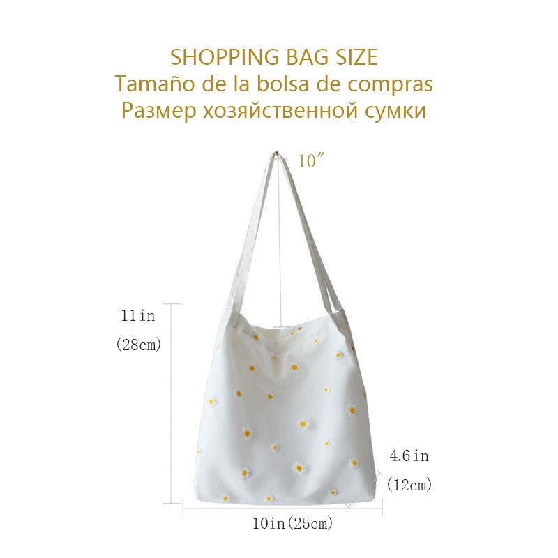 Canvas Bags for Women 2022 Shopper Designer Handbag Girls Casual Embroidery with Daisy Crochet Small Cute Mesh Shoulder Tote Bag