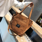 Kylethomasw Winter Corduroy Shoulder Bag Women Solid Color Multi-pocket Tote Bag Zipper Girls Student Bookbag Handbag Shopping Messenger Bag