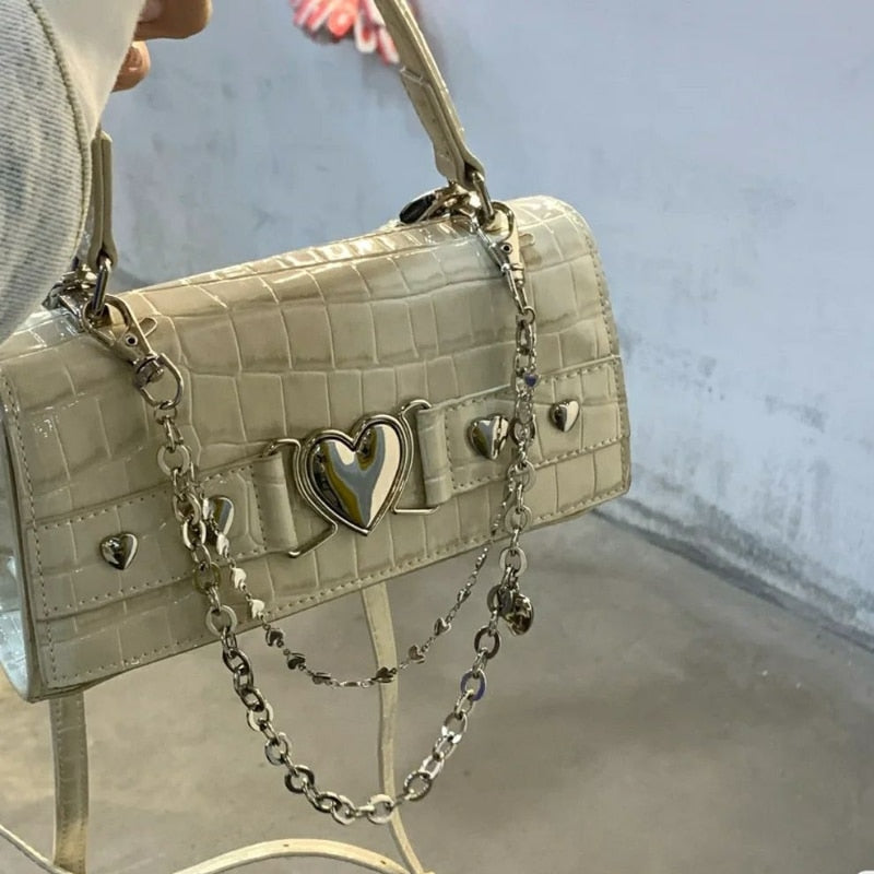 PU Leather Women Small Square Shoulder Bags Cool Girls Female Clutch Purse and Handbags Crocodile Pattern Ladies Crossbody Bags