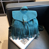 Kylethomasw New Retro Backpack Women Bagpack Tassel Fashion Leather School Bags for Teenage Girls Shoulder Bags Female Punk Travel Backpacks
