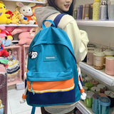 Kylethomasw College Student Backpack Teenage Girl Fashion Panelled Color Schoolbag Preppy Women Laptop Book Backpacks Travel Ruckpack