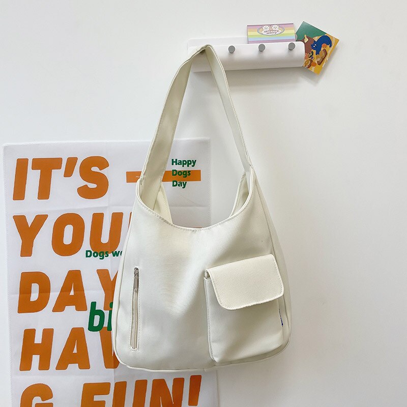 Kylethomasw Japanese Casual Shoulder Bag Women Pure Color Large Capacity Handbags and Purses Student Book Bag Tote Bag Nylon Bag Bolso Mujer