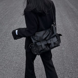 Kylethomasw Unisex Punk Designer Soft Pu Leather Harajuku Dark Shoulder Bag Autumn Winter New Crossbody Bag Women's Armpit Bag Bolsa