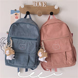 Kylethomasw Cute Corduroy Women Backpack Solid Color Female Student School Bag For Teenage Girl Travel Shoulder Bags School Backpack