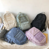 HOCODO Backpack For Women 2022 New Solid Color Women Backpack Unisex Multi-Pocket Laptop Backpack School Bag For Teenagers Girls
