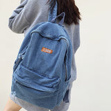 Kylethomasw Female Canvas Travel Denim Book Bag Ladies Kawaii Backpack Women Leisure School Bag Girl Vintage Laptop College Backpack Fashion