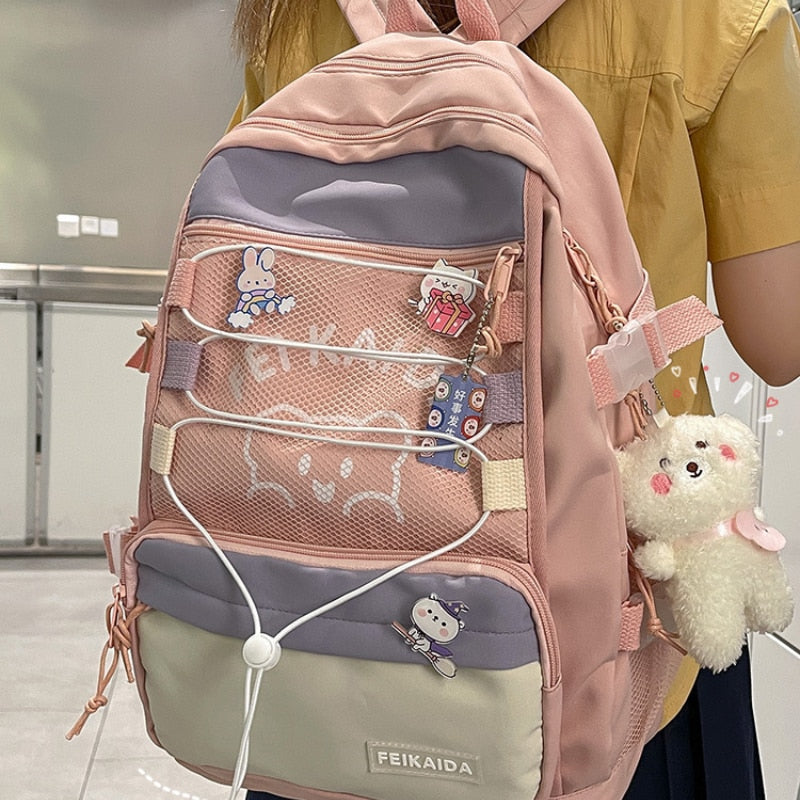 Kylethomasw New summer schoolbag for junior high school girls lovely colorBackpack for Student Female Girls Kawaii Laptop Book Pack