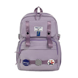 Female Waterproof Purple Teenager Book Bag Fashion Girl Badge Travel Laptop Backpack Women Leisure School Lady Nylon College Bag