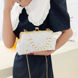 Retro Flower Pearl Chain Shell Bag Hand Clasp Women's Luxury Party Bag 2022 New Trend Evening Bag Z391