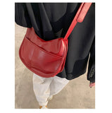 Kylethomasw Women Vintage Autumn Shoulder Bag Red Large Capacity Solid Color Soft Pu Leather Bolsa Purse Retro Designer Underarm Bag