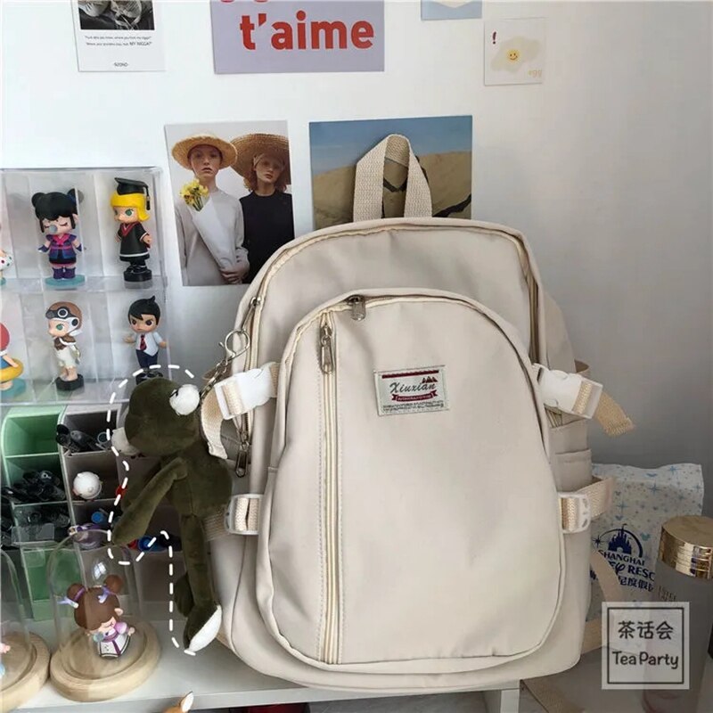 Oxford School Backpack Female Junior High Student School Bag Korean Girl Cute Doll Backpack Kawaii Book Ladies Fashion Bags