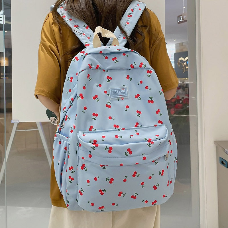Floral Printing Cute Woman Backpack Teenage Boys Girls Student Book School Bag 2022 New College Travel Rucksack
