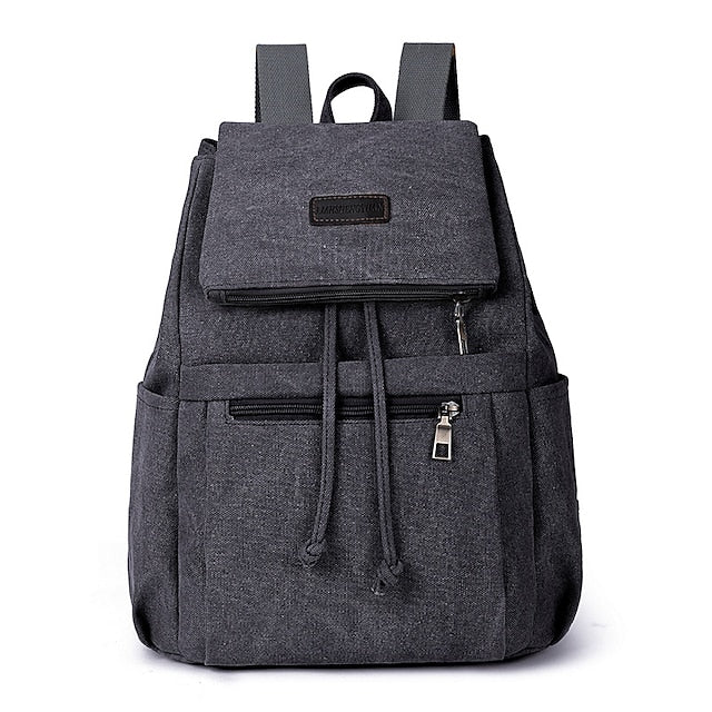 Kylethomasw Men's Women's School Bag Bookbag Commuter Backpack School Daily Solid Color Oxford Cloth Adjustable Large Capacity Breathable Zipper Black Khaki Coffee