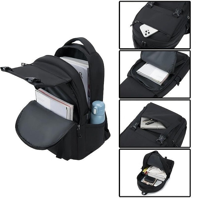 Kylethomasw Men's Women's Backpack School Bag Bookbag Commuter Backpack School Daily Solid Color Oxford Cloth Anti-Slip Adjustable Large Capacity Zipper Black White Blue