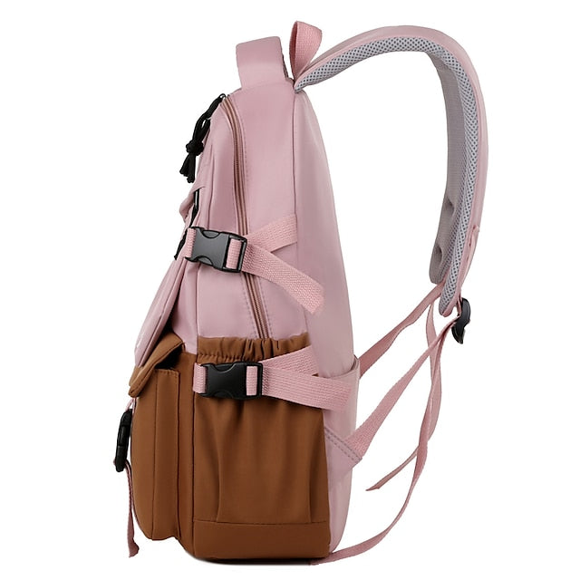 Kylethomasw Men's Backpack School Bag Bookbag School Traveling Geometric Nylon Large Capacity Breathable Durable Zipper Black Pink Green