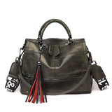 Wide Shoulder Strap Retro Women Handbags High Quality Leather Ladies Shoulder Bags Brand Tassel Luxury Women Crossbody Bags