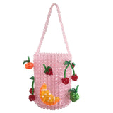 Kylethomasw  Luxury Pure Hand-woven Beaded Bucket Bag  New Fashion Pearl Beaded Woven Shoulder Messenger Bag Handbags Women Family