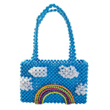 Kylethomasw  Luxury Pure Hand-woven Beaded Bucket Bag  New Fashion Pearl Beaded Woven Shoulder Messenger Bag Handbags Women Family