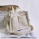 Women Handbag Korean School Simple Solid Color Casual Canvas Messenger Shoulder Bag Hot Sale Student Large Capacity Pocket Bags