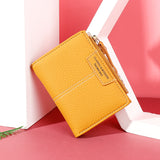 Brand Yellow Women Wallet Soft PU Leather Female Purse Mini Hasp Card Holder Coin Short Wallets Slim Small Purse Zipper Keychain