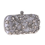 Kylethomasw Women's Evening Clutch Bag Party Purse Luxury Wedding Clutch For Bridal Exquisite Crystal Ladies Handbag Apricot Silver Wallet