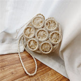 fashion rattan hollow round straw bags wicker woven women handbags summer beach shoulder crossbody bags casual lady bali purses