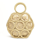 fashion rattan hollow round straw bags wicker woven women handbags summer beach shoulder crossbody bags casual lady bali purses