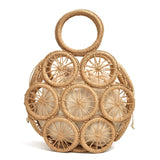 fashion rattan hollow round straw bags wicker woven women handbags summer beach shoulder crossbody bags casual lady bali purses