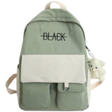 Kylethomasw New Student Women Cute Backpack Harajuku Cotton Fabric Female Fashion School Bag Girl Luxury Book Kawaii Backpack Lady Bag Black