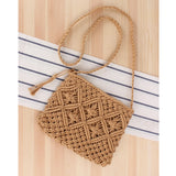 Women's Bohemian Style Straw Woven Day Clutches Bags Fashionable Simple Tassel Causal Handbag Vintage Beach Bag For Women Girl