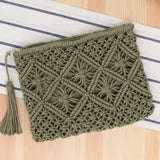 Women's Bohemian Style Straw Woven Day Clutches Bags Fashionable Simple Tassel Causal Handbag Vintage Beach Bag For Women Girl
