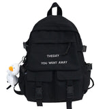 Women Waterproof Nylon Backpack Embroidery Cute College School Bag Girl Kawaii Student Backpack Fashion Book Lady Bag Female New