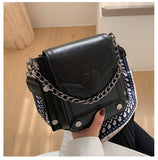 Women Messenger Bag Wide Shoulder Strap Chain Design Fashion Shoulder Square Flap Bag Crossbody Bags for Women Heart