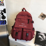 Tooling Style Women's Backpacks Large Capacity School Bags for Teens Korean Harajuku Female School Backpack Woman Multi-pockets