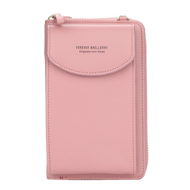Baellerry Solid Color Small Shoulder Bag Multi-Function Letter Phone Money Women Wallets Pocket Bags Clutch Organizer Storage